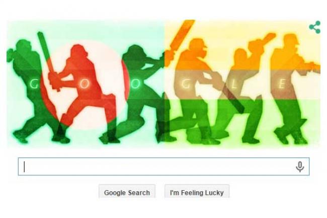 Google doodle celebrating India-Bangladesh q/f clash