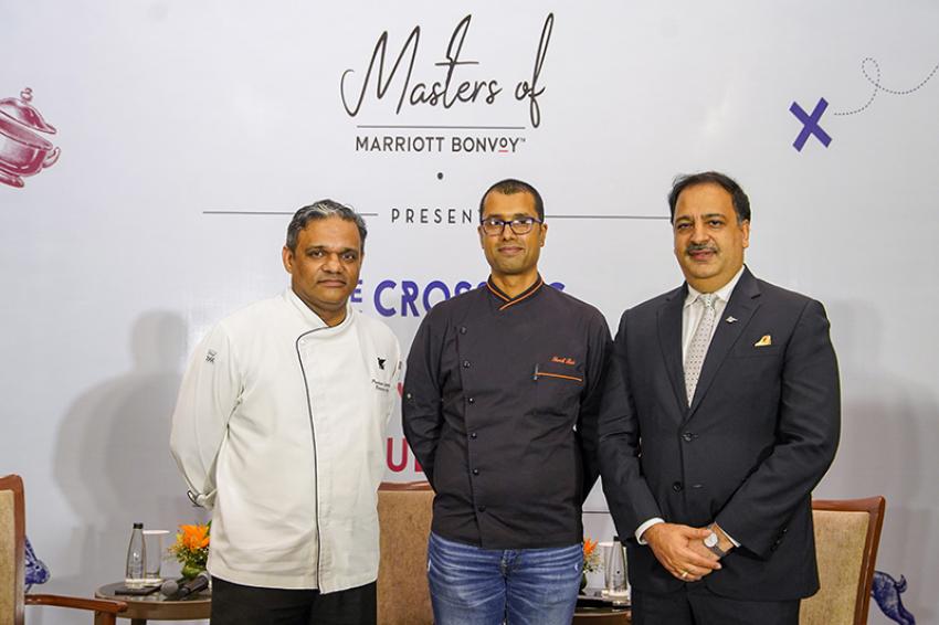 L-R - Chef Prakash Chettiyar, Executive Chef of JW Marriott Hotel, Kolkata; Chef Sunil Datt Rai, Head of Gastronomy, Lemon Butter and Mr.Sumeet Suri, General Manager of JW Marriott Hotel, Kolkata.  