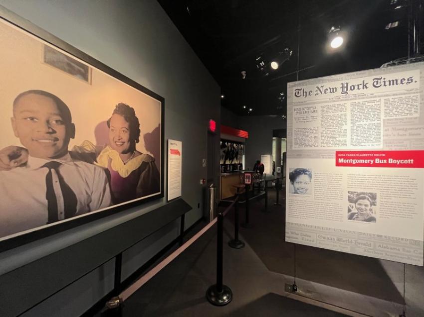 An exhibit of the Montgomery Bus Boycott, a protest against the racial segregation on the public transit system of Montgomery, Alabama. It was a foundational event in the civil rights movement in the United States in the mid-1950s.
