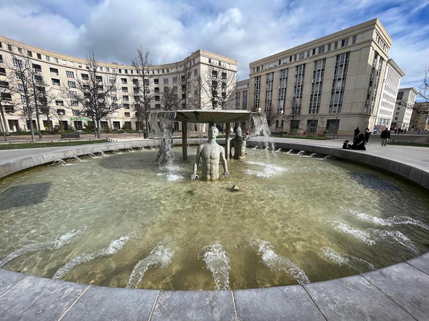 Place de Thessalie with its fountain of ephebes. Image by Sujoy Dhar