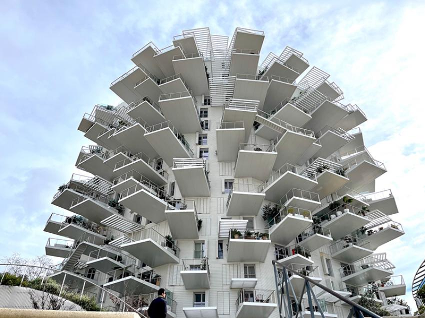 The famous White Tree building of Montpellier in the city