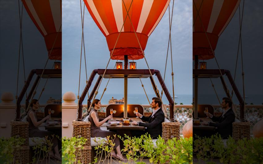 The balloons offer sweeping views of the Burj Al Arab and the Arabian Gulf, paired with refined dining moments. Photo: Jumeirah Al Qasr FB