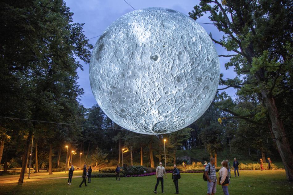 Images of the Day:A view of art installation 'The White Night' by Luke Jerram in Riga, Latvia