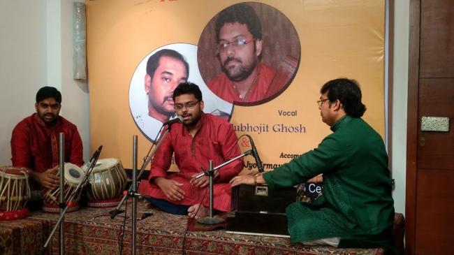 Santoor player Chiradip Sarkar performs at Weaver's Studio Centre  in Kolkata