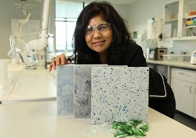 UNSW Sydney's team producing high-quality building products made from old clothing and mixed waste glass