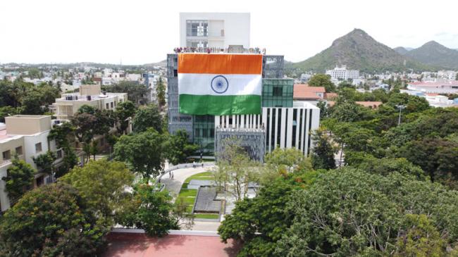 Independence Day: Mega 75x50 ft national flag hoisted by Tamil Nadu Minister KN Nehru Independence Day: Mega 75x50 ft national flag hoisted by Tamil Nadu Minister KN Nehru