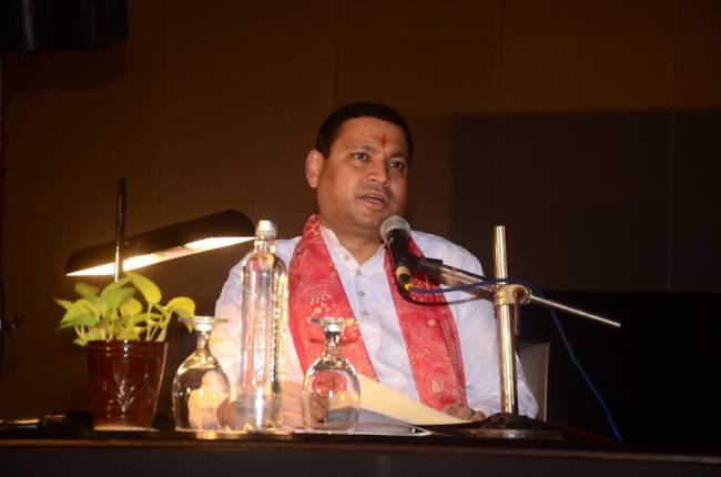 Sundeep Bhutoria, Chairman, Manicktala Chaltabagan Lohapatty Durga Committee, at the Manicktala Chaltabagan Lohapatty Durga Puja function at ITC Royal Bengal