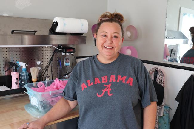 Hazel Sanders of Hazel’s Hair Salon in Lexington, Ga. She says she is old school when it comes to accepting payments. Photo by Julianna M. Russ