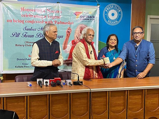Kolkata: Rotary honours Padmashri 2026 awardee Pandit Tarun Bhattacharya 