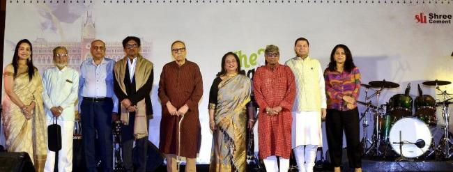 The Bengal members H M Bangur, Sundeep Bhutoria, Sirshendu Mukherjee and others at the function felicitating Goutam Ghose. Photo: The Bengal