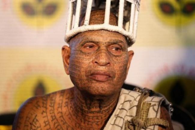 A beaming and proud Ramnami Samaj member in Kolkata. Photo: Avishek Mitra
