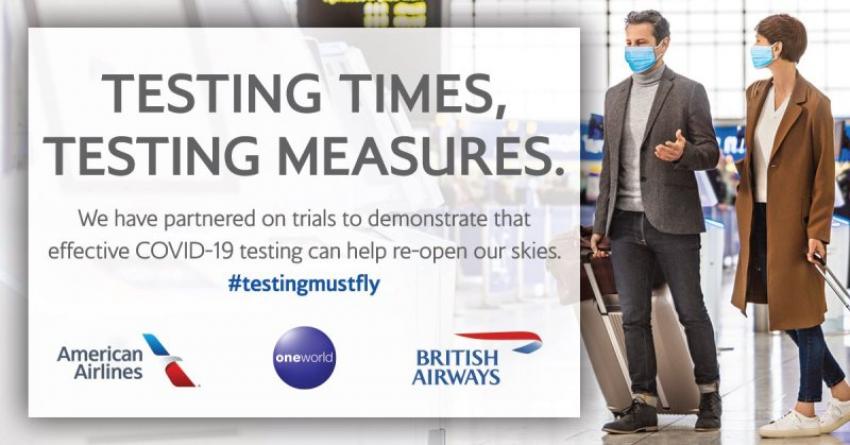 Free transatlantic COVID-19 testing trial launched by American Airlines, British Airways and oneworld