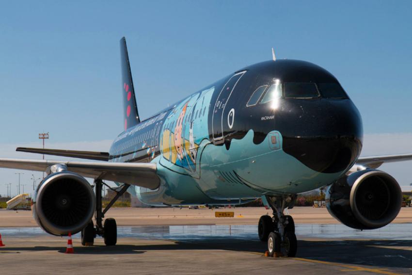 Brussels Airlines' first Belgian Icon aircraft to get a fresh paint and more Tintin illustrations Brussels Airlines' first Belgian Icon aircraft to get a fresh paint and more Tintin illustrations